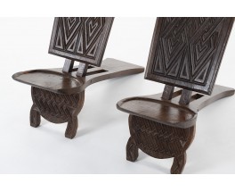 Chairs Palabre model in coconut palm from Congo 1960 set of 2