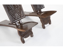 Chairs Palabre model in coconut palm from Congo 1960 set of 2