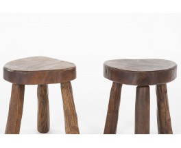 Tripod stools in elm design brutalist 1950 set of 2