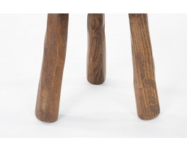 Tabourets tripode en orme design brutalist 1950 set de 2