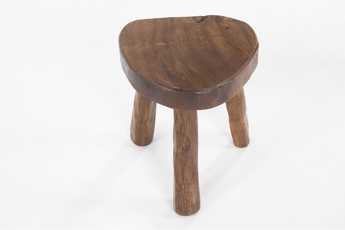 Tripod stools in elm design brutalist 1950 set of 2
