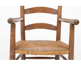 Armchairs in oak and straw seat 1950 set of 2