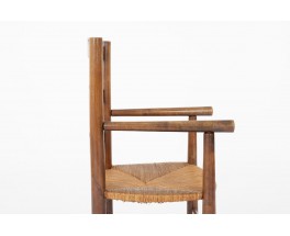 Armchairs in oak and straw seat 1950 set of 2