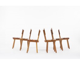 Chaises en orme design brutalist esprit chalet 1950 set de 6