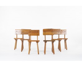 Chaises en orme design brutalist esprit chalet 1950 set de 6