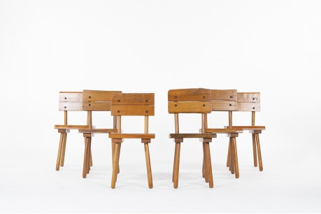Chairs in elm design brutalist chalet spirit 1950 set of 6