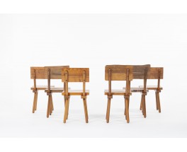 Chairs in elm design brutalist chalet spirit 1950 set of 6