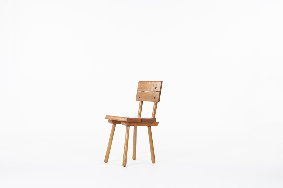 Chairs in elm design brutalist chalet spirit 1950 set of 6