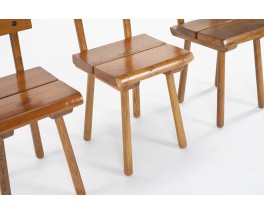 Chaises en orme design brutalist esprit chalet 1950 set de 6