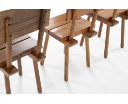 Chaises en orme design brutalist esprit chalet 1950 set de 6