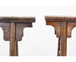 Bancs en orme design chinois 1900 set de 2