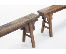 Benches in elm Chinese design 1900 set of 2