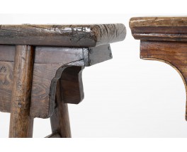 Bancs en orme design chinois 1900 set de 2