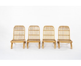 Folding rattan armchairs 1950 set of 2