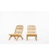Folding rattan armchairs 1950 set of 2