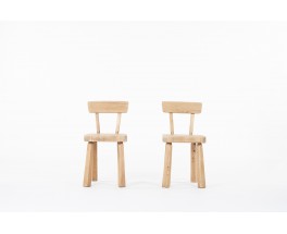 Andre Small chairs in elm brutalist design 1980 set of 2