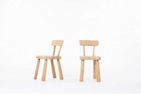 Chaises André Small en orme design brutalist 1980 set de 2