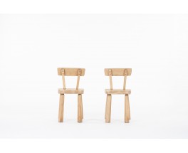 Andre Small chairs in elm brutalist design 1980 set of 2