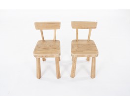 Andre Small chairs in elm brutalist design 1980 set of 2