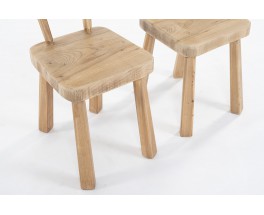 Andre Small chairs in elm brutalist design 1980 set of 2