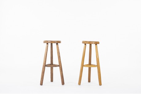 Bar stools in elm 1980 set of 2
