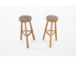 Bar stools in elm 1980 set of 2