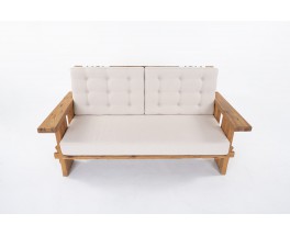 Sofa in pine and Maison Thevenon linen Swedish design 1950