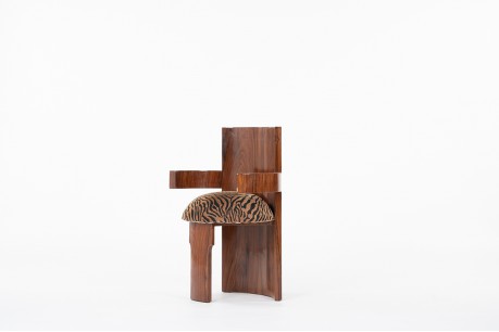 Armchair in rosewood veneer and zebra fabric design Art Deco 1930