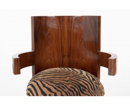 Armchair in rosewood veneer and zebra fabric design Art Deco 1930