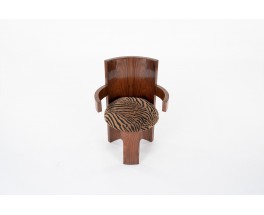 Fauteuil en placage de palissandre et tissu zebré design Art Déco 1930