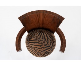 Armchair in rosewood veneer and zebra fabric design Art Deco 1930