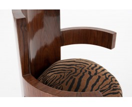 Armchair in rosewood veneer and zebra fabric design Art Deco 1930