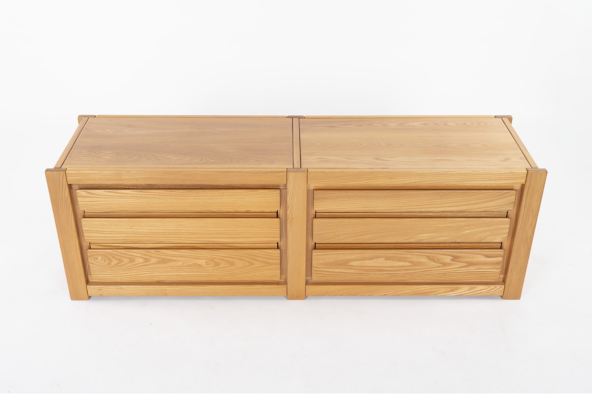 Storage cabinet with drawers in elm edition Maison Regain 1980