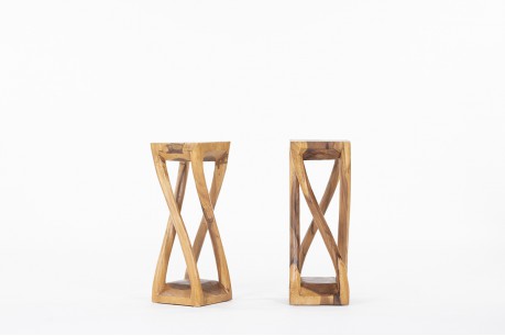Tabourets haut en teck de Bali 1980 set de 2