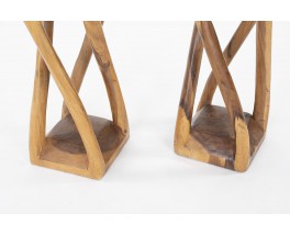 Bar stools in teak from Bali 1980 set of 2