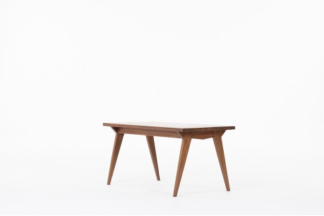 Table basse pieds compas en acajou 1950