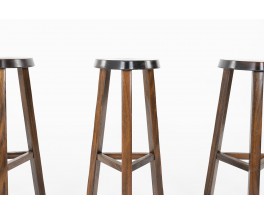 Bar stools in dark elm 1980 set of 3