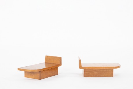Chevets muraux en chêne design reconstruction 1950 set de 2