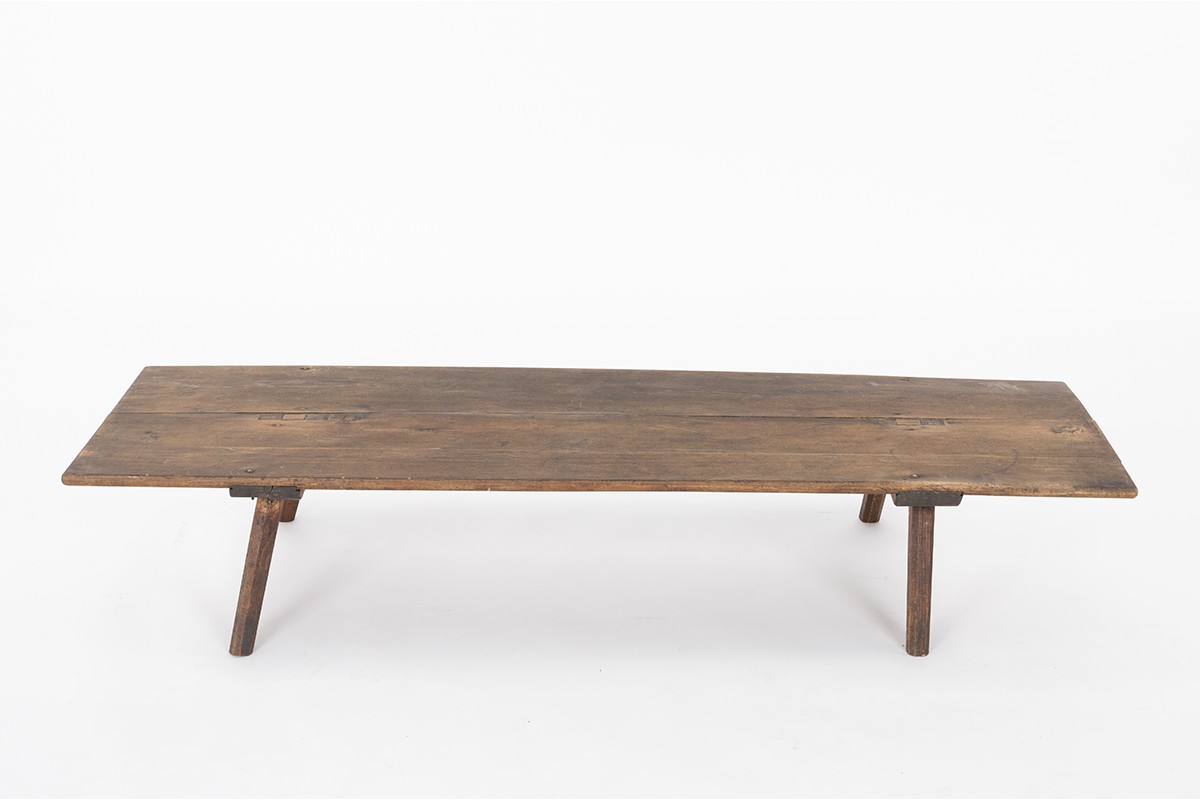 Rectangular coffee table in oak brutalist design 1950