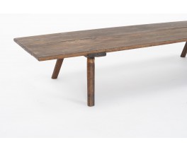 Rectangular coffee table in oak brutalist design 1950