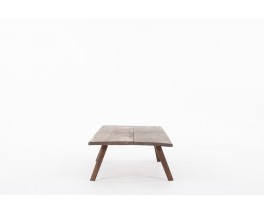 Table basse rectangulaire en chêne design brutaliste 1950