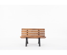 Bench with slats in pine with black base 1950