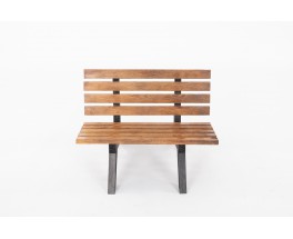 Bench with slats in pine with black base 1950