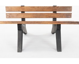 Bench with slats in pine with black base 1950