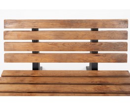 Bench with slats in pine with black base 1950