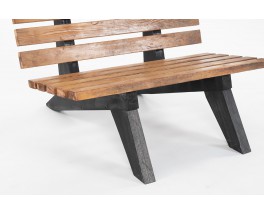 Bench with slats in pine with black base 1950