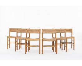 Chairs model Dordogne in ash and straw edition Sentou 1980 set of 6