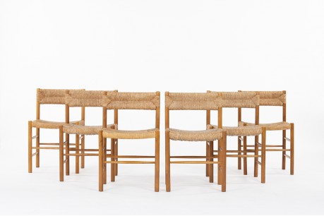 Chairs model Dordogne in ash and straw edition Sentou 1980 set of 6