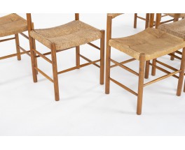 Chaises modèle Dordogne en frêne et paille édition Sentou 1950 set de 6