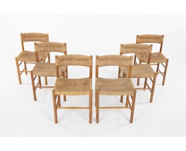 Chairs model Dordogne in ash and straw edition Sentou 1980 set of 6